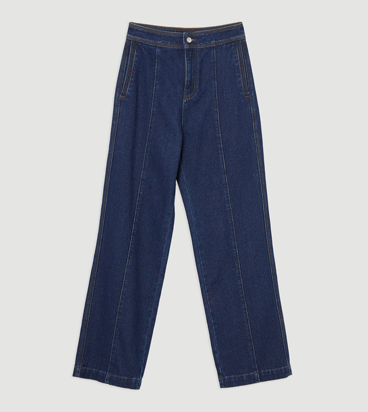 Contrast Stitch Detail Straight Fit Jeans