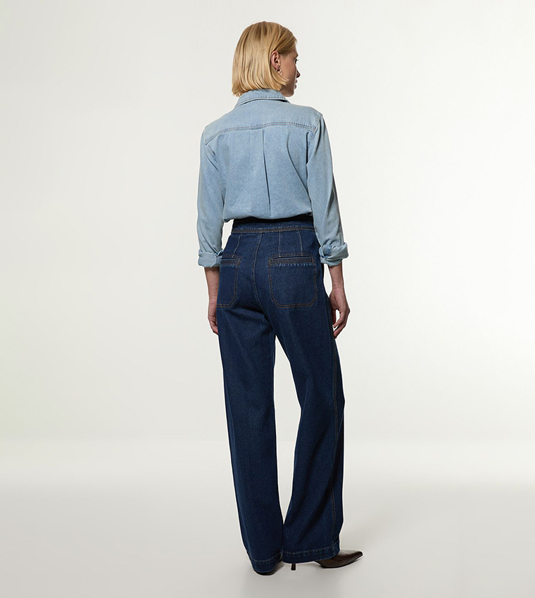 Contrast Stitch Detail Straight Fit Jeans
