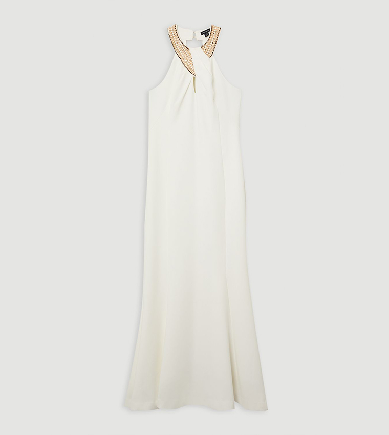 【関税込み】Cream Taffeta Chain Belt Maxi' dress Tall Printed Paisley Maxi Cotton Woven Sun Dress | Karen Millen