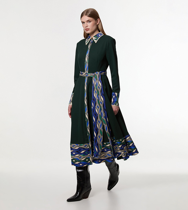 Amelia Graham Printed Twill Midi Dress