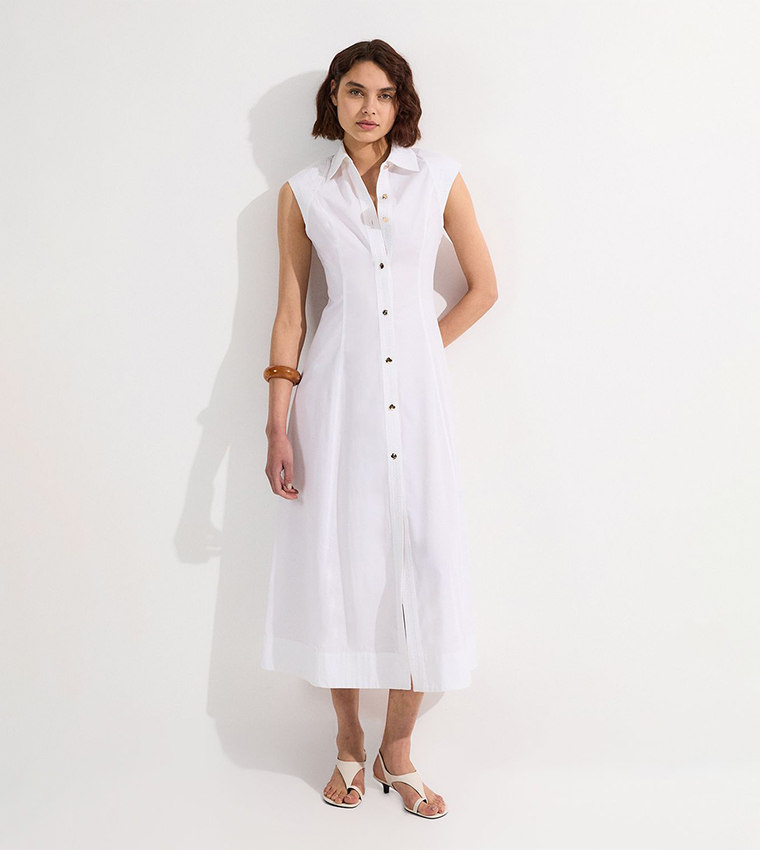 karen millen white pleated shirt dress Karen Millen Pleated Shirt Dress White Size 2