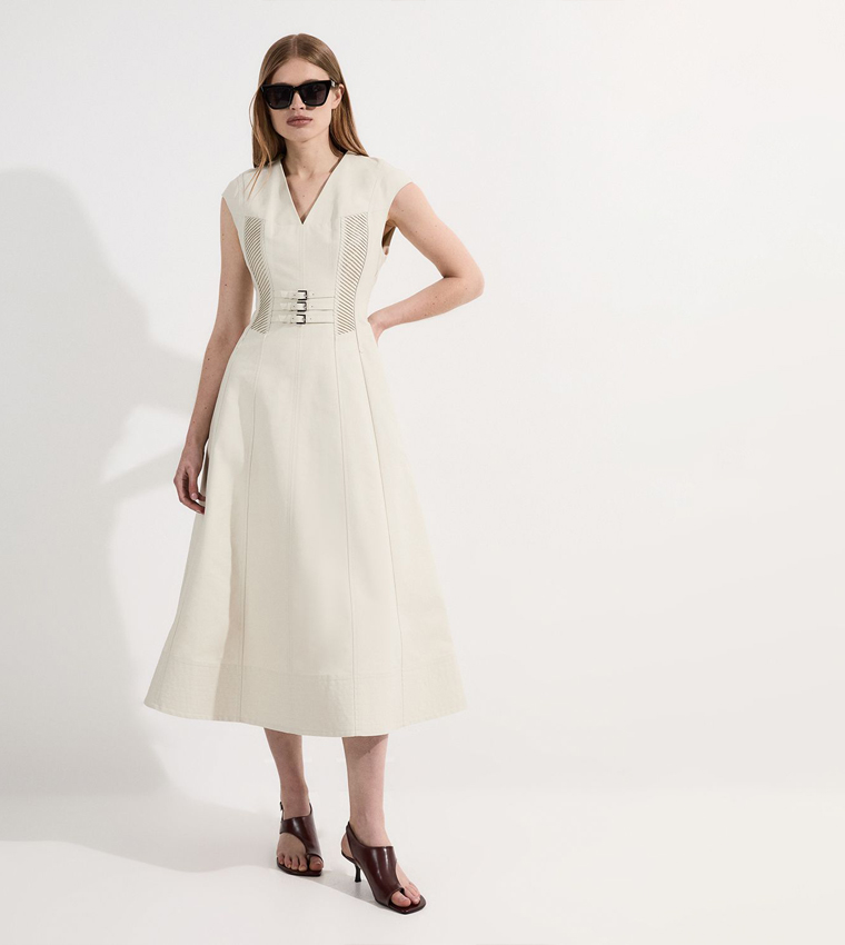 Archive Collection - Pintuck Grosgrain Corset Midi Dress