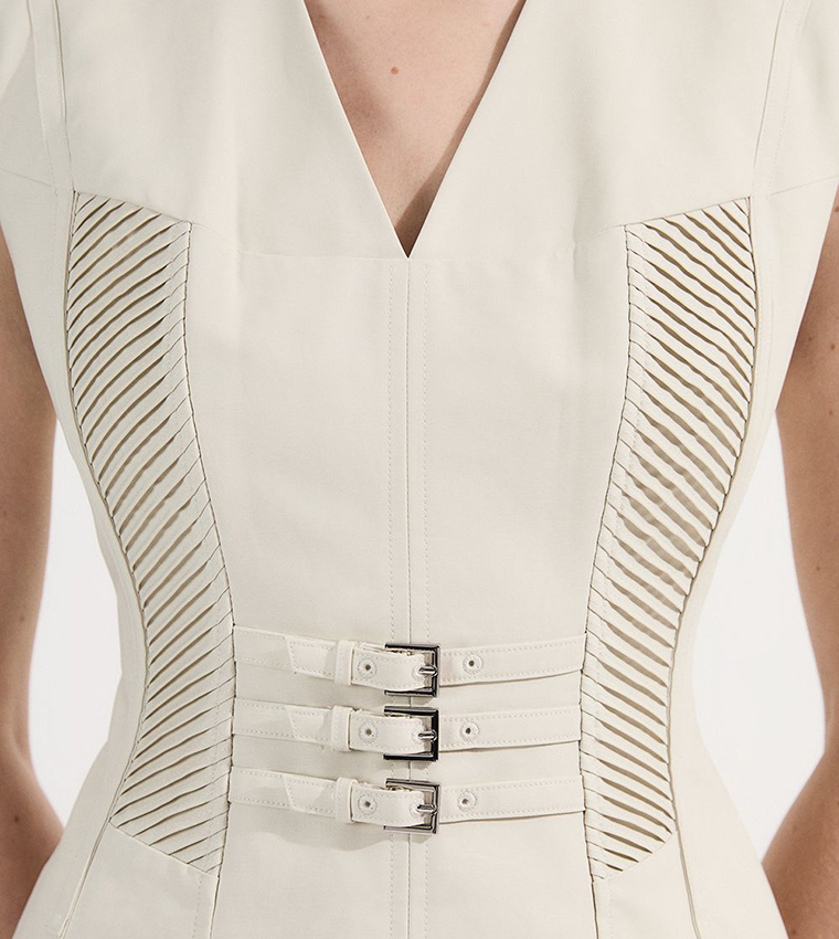 Archive Collection - Pintuck Grosgrain Corset Midi Dress