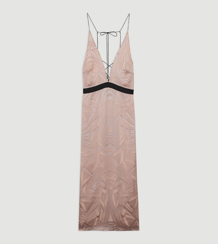 Amelia Graham Lace-Up Detail Midi Dress