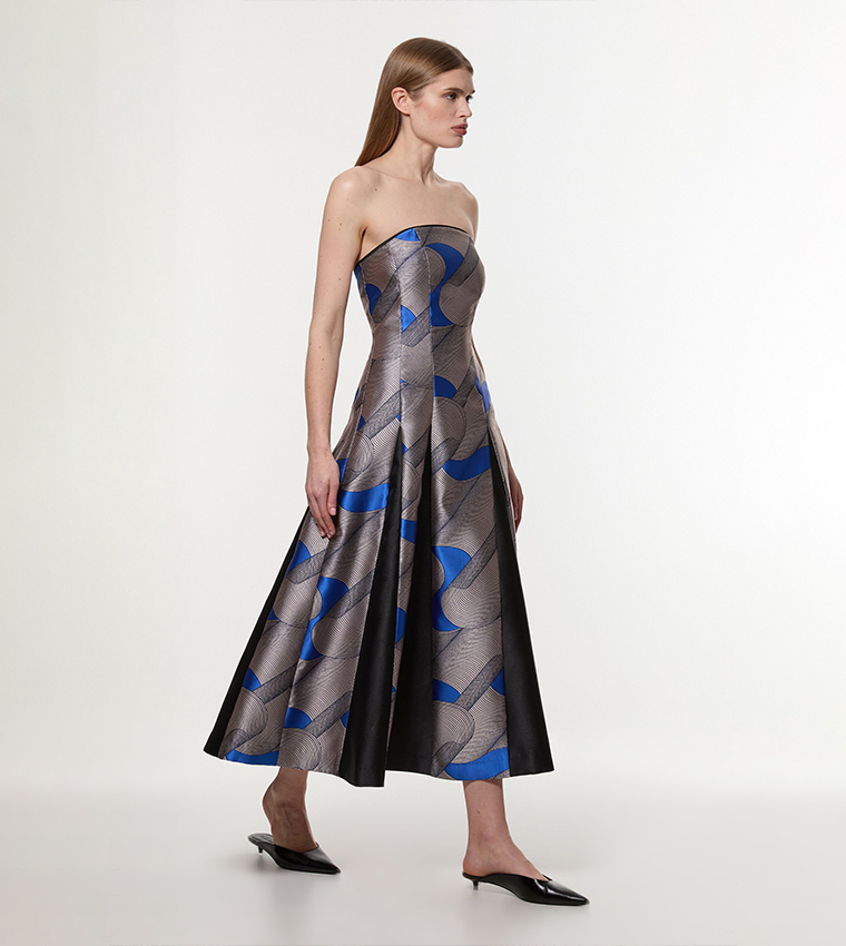 Amelia Graham Tall Printed Tailored Bandeau Prom Dress