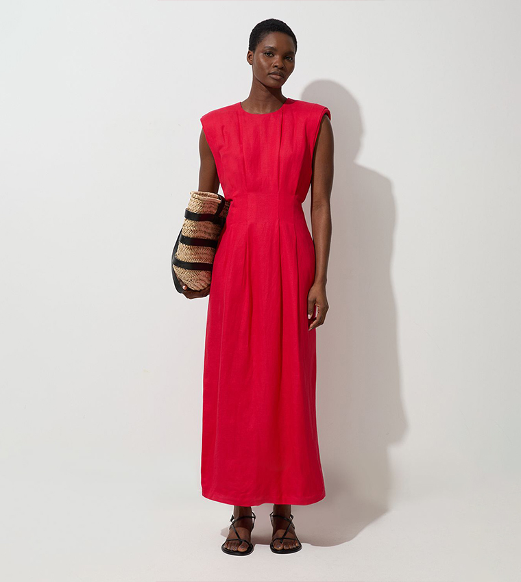 Womens Dresses Karen Millen Red Linen Dress Buy Karen Millen