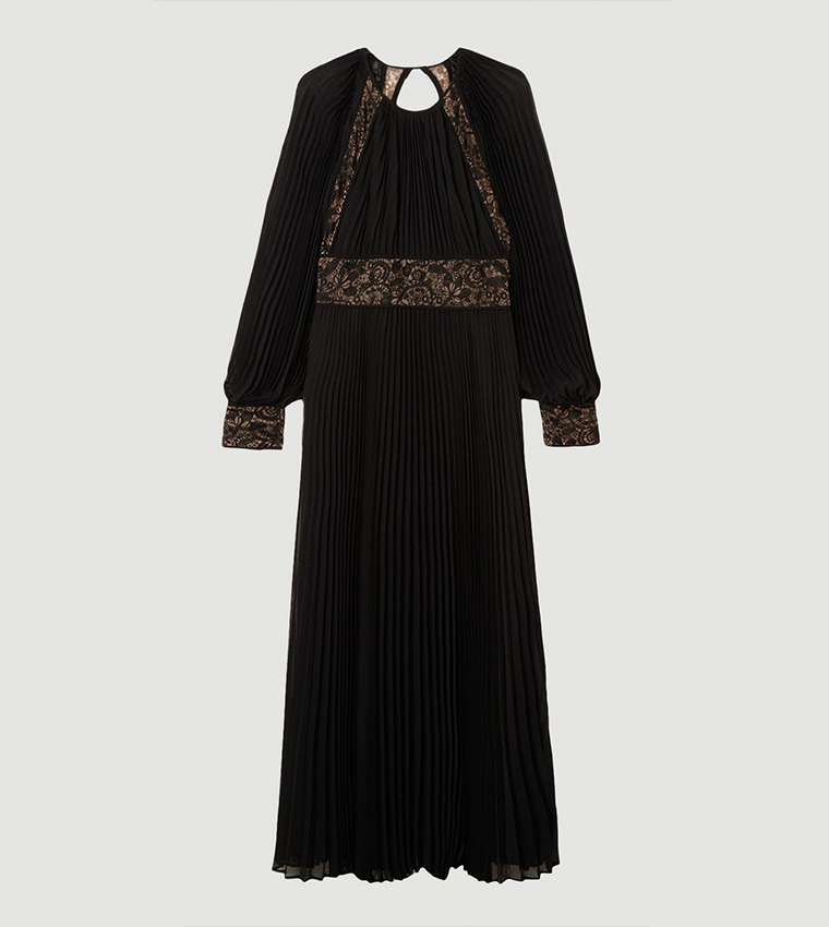 Viscose Georgette Pleated Woven Maxi Dress