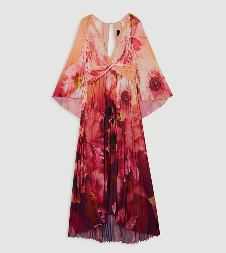 Petite Ombre Floral Soft Pleated Maxi Dress