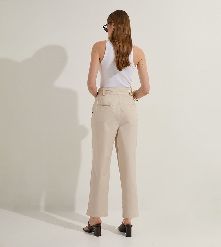 Pleat Detail Straight Fit Trousers
