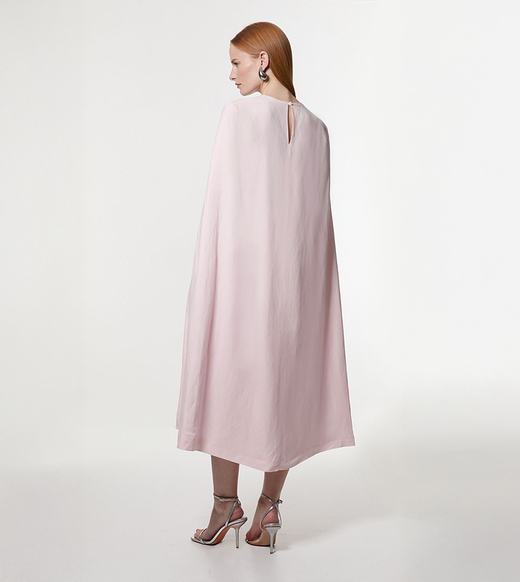 فستان ميدي كتان بقصة كاب