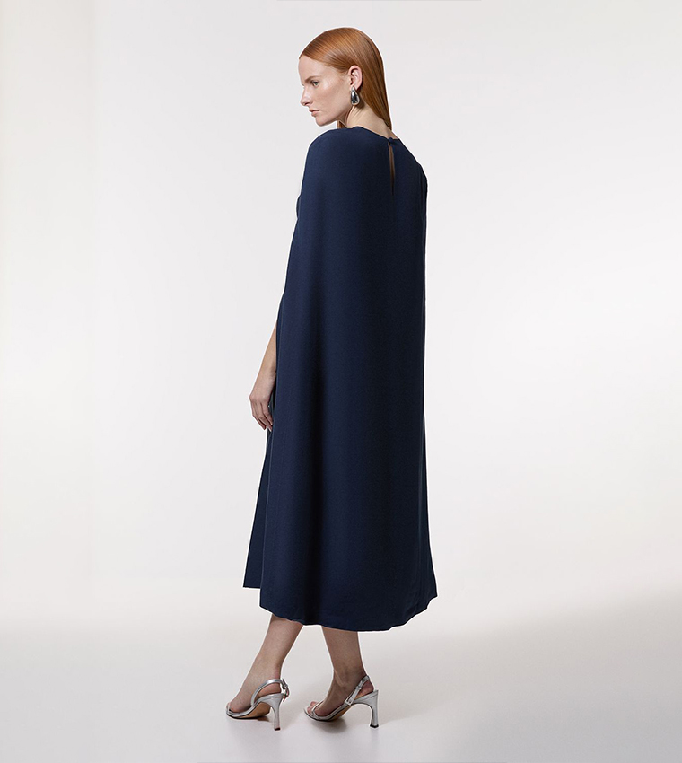 Buy Karen Millen Premium Tailored Linen Cape Midi Dress In Navy | 6thstreet  Qatar