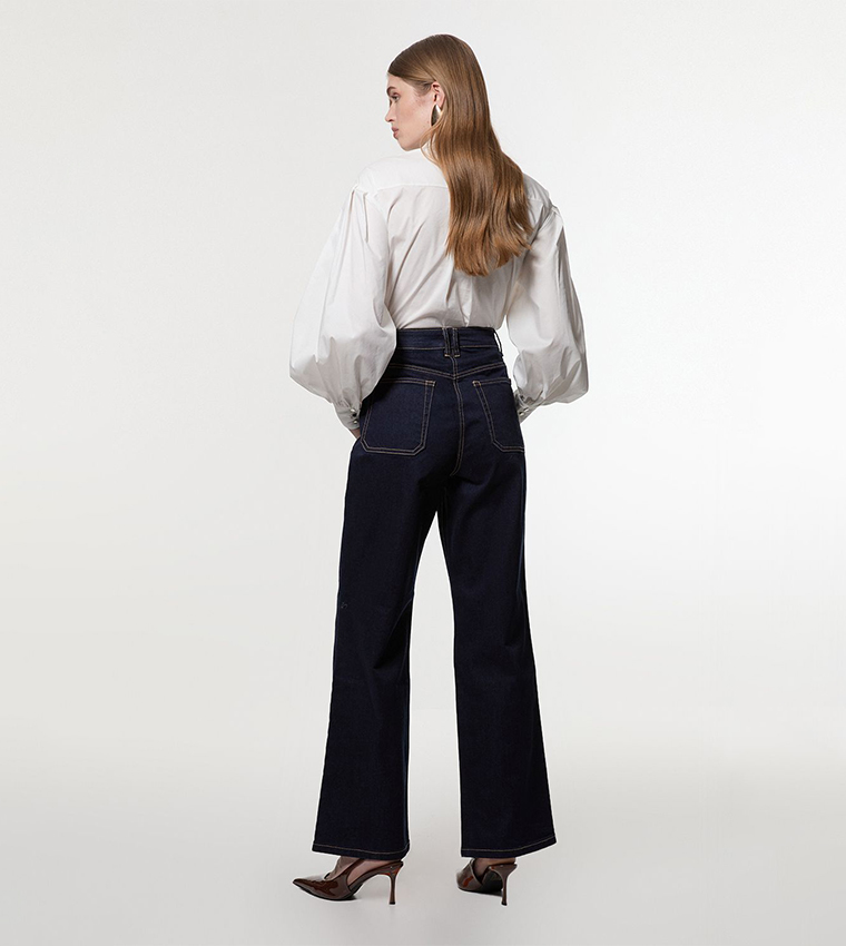 Petite Contrast Stitch Detail Straight Fit Jeans