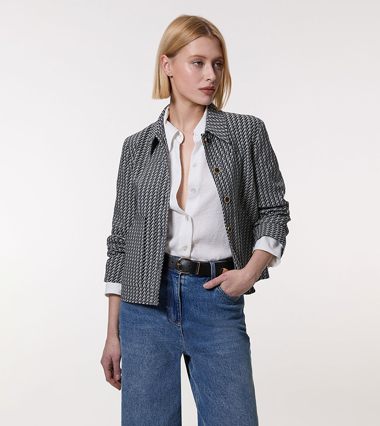 Jacquard Single Breasted Tailored Blazer