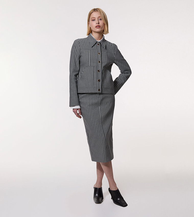 Jacquard Single Breasted Tailored Blazer