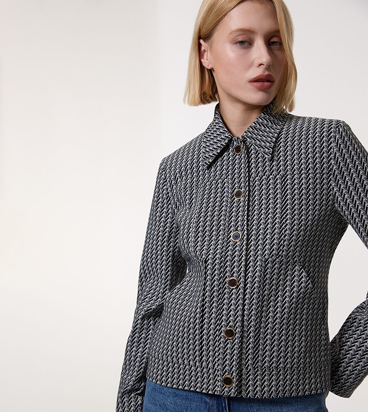 Jacquard Single Breasted Tailored Blazer