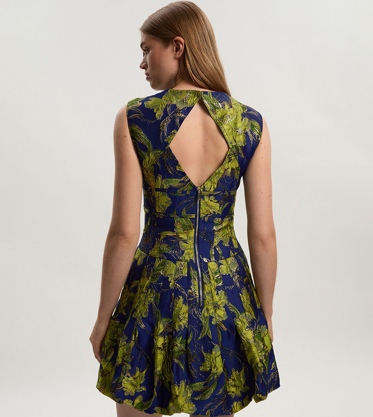 Floral Jacquard Tailored Mini Dress