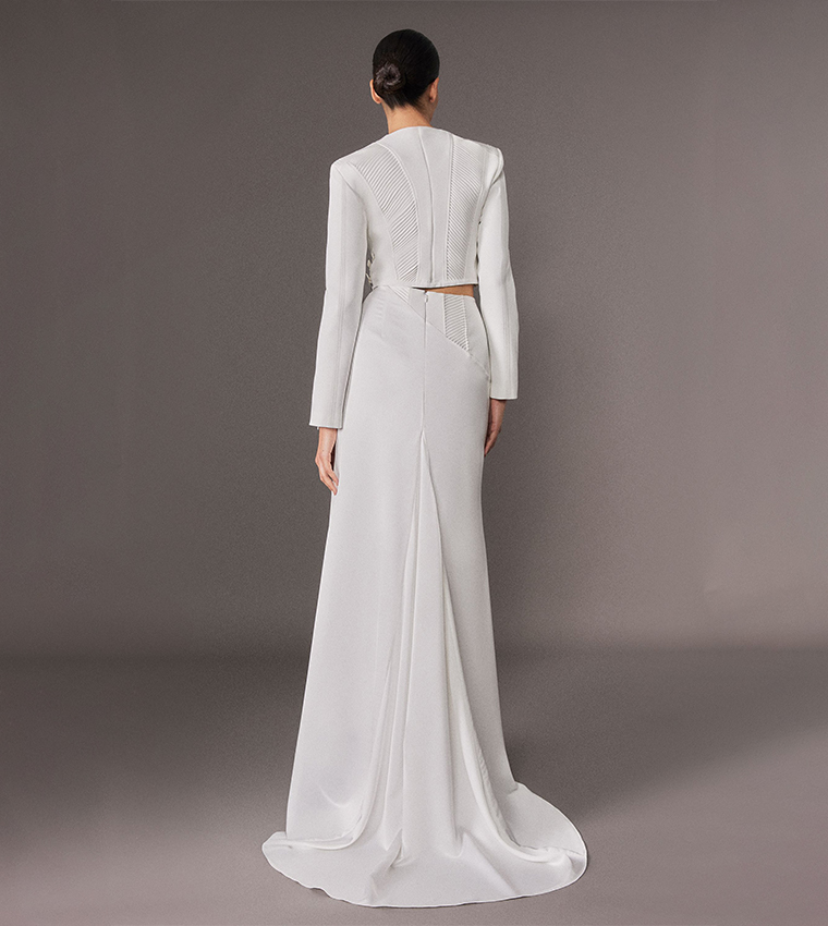 Satin Drape Corset Detail Fishtail Maxi Skirt