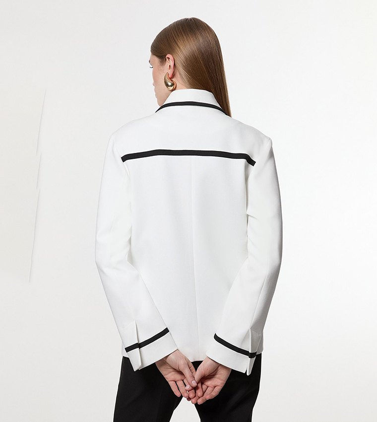 Tipped Pocketed Tailored Jacket