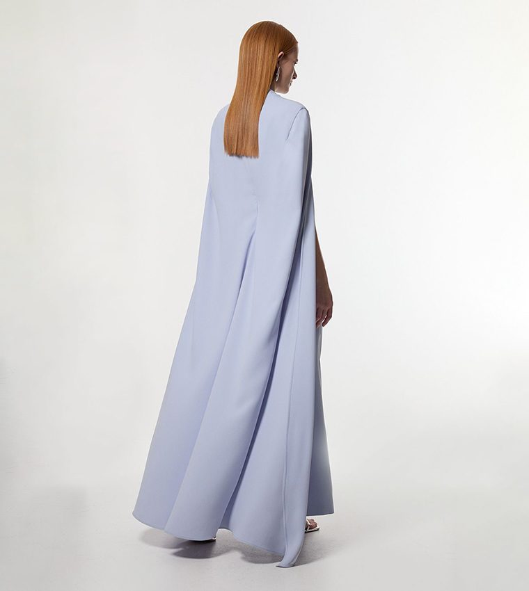 Buy Karen Millen Solid Asymmetric Neck Cape Maxi Dress In Blue | 6thStreet  UAE
