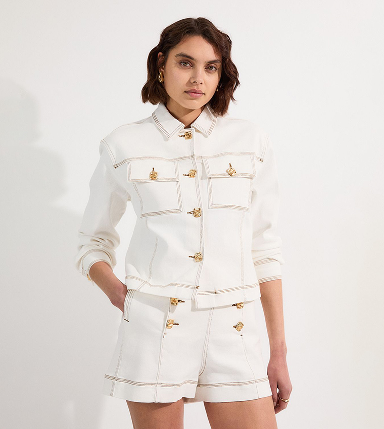 Button Front Denim Jacket