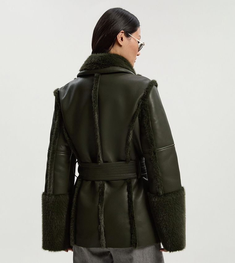 Karen Millen Petite Leather Motorcycle Jackets KAREN MILLEN Washed