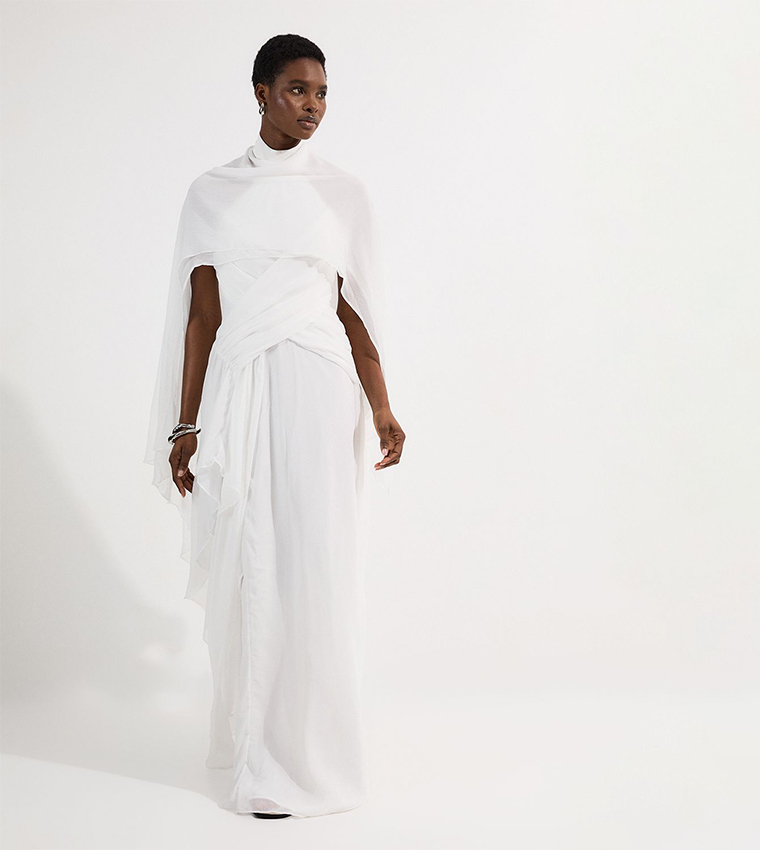 Crinkle Cross Front Georgette Woven Maxi Dress
