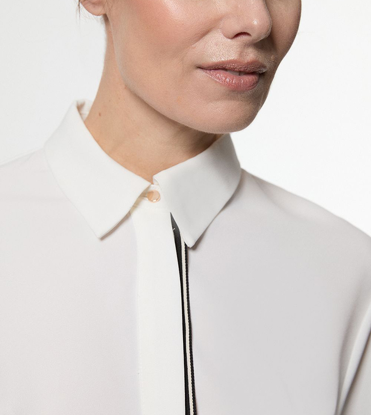 Crepe Woven Shirt with Contrast Trim
