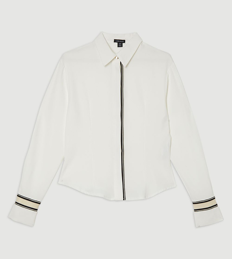 Crepe Woven Shirt with Contrast Trim