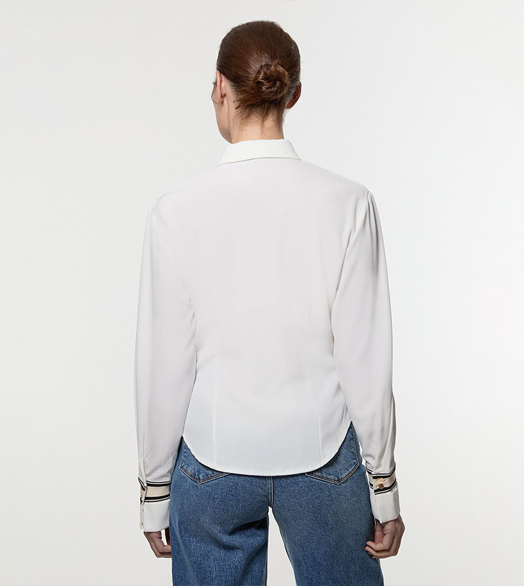Crepe Woven Shirt with Contrast Trim