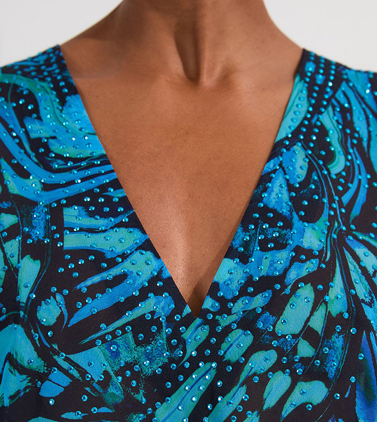 Ombre Butterfly Georgette Kimono Beach Mini Dress