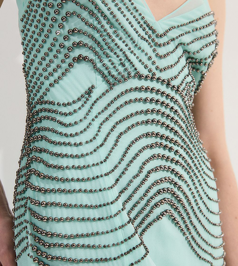 Embellished Geo Strappy Maxi Dress