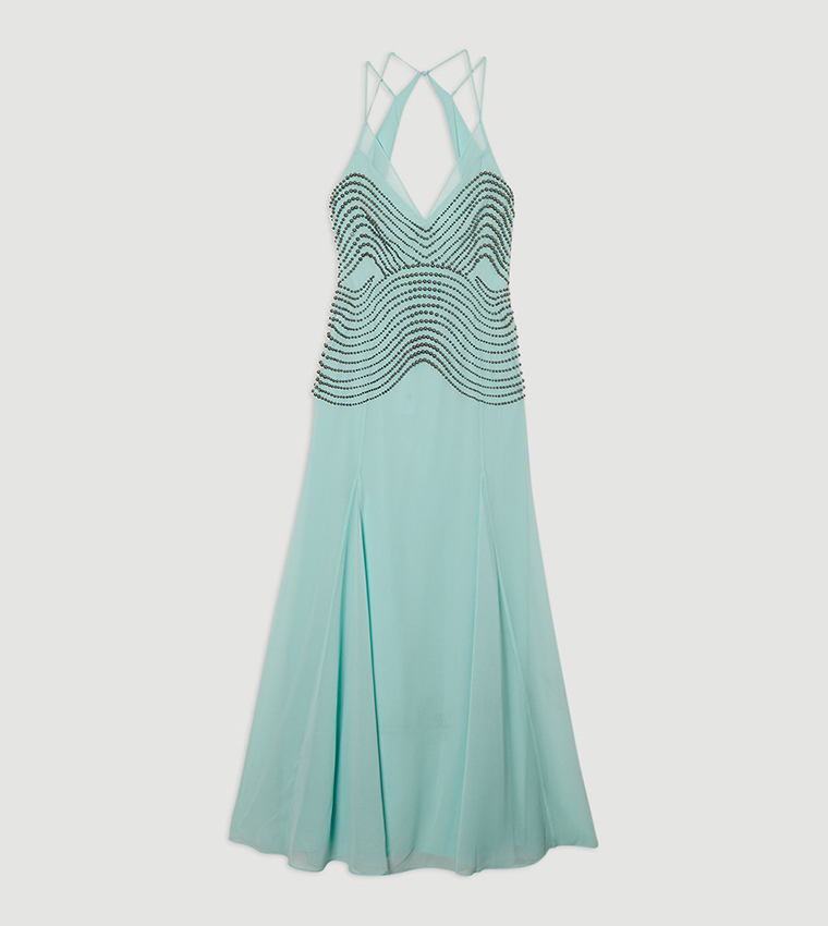 Embellished Geo Strappy Maxi Dress