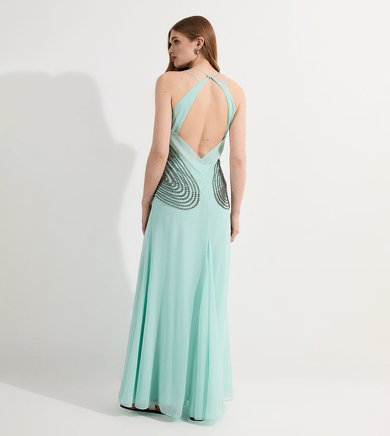 Embellished Geo Strappy Maxi Dress