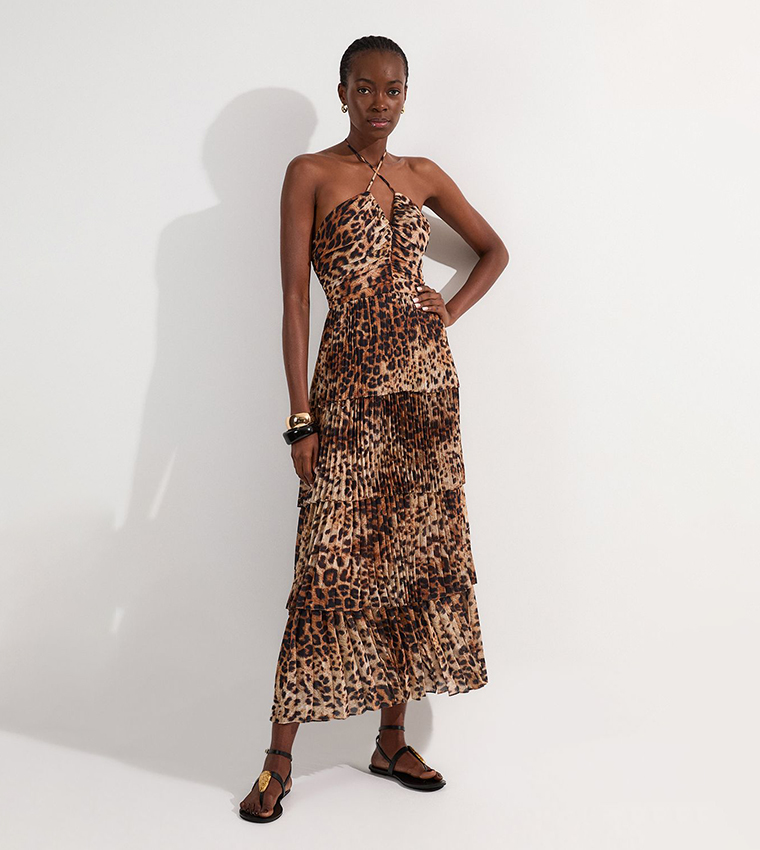 karen millen animal print midi dress Rust Animal Stretch Velvet Devore Midi Dress