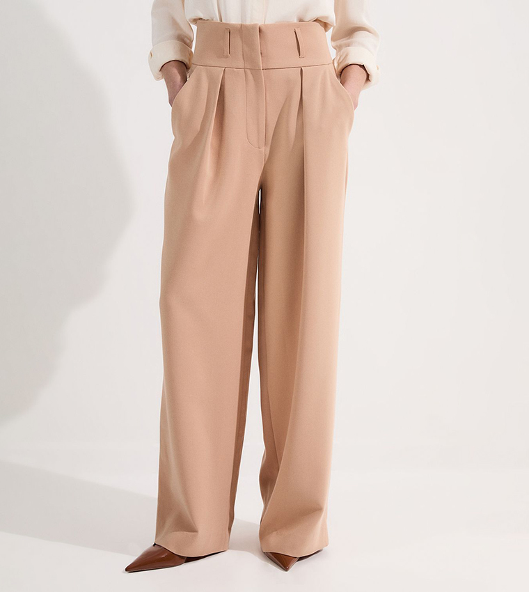 بنطال واسع بخصر عالي للمقاسات الصغيرة 