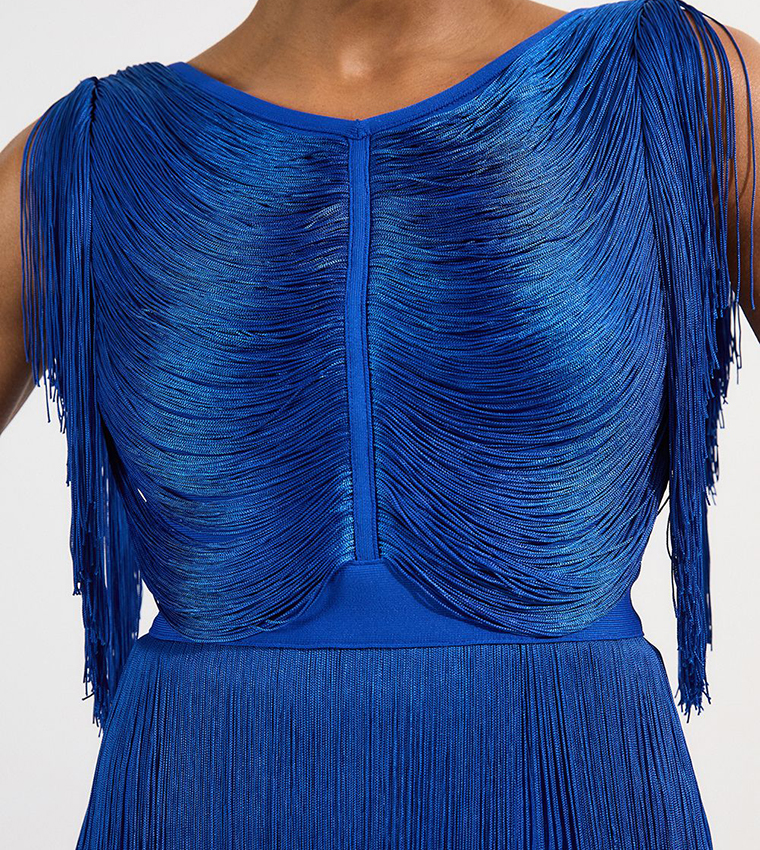 Maxi Draped Fringe Knitted Mini Dress