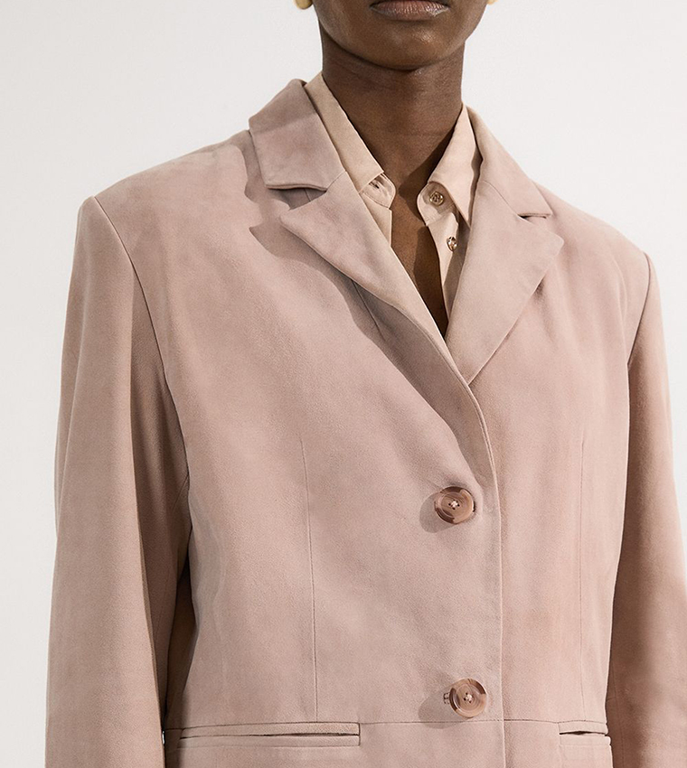 Suede Tailored Single Breasted Blazer