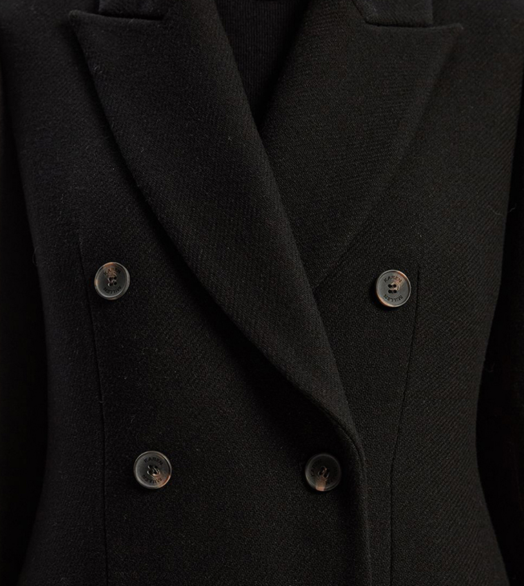 Double Breasted Tailored Wool Midi Coat