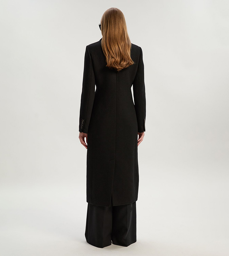 Double Breasted Tailored Wool Midi Coat