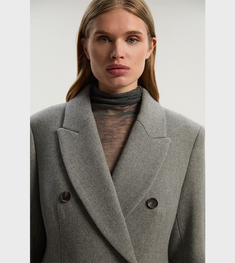 Double Breasted Tailored Wool Maxi Coat