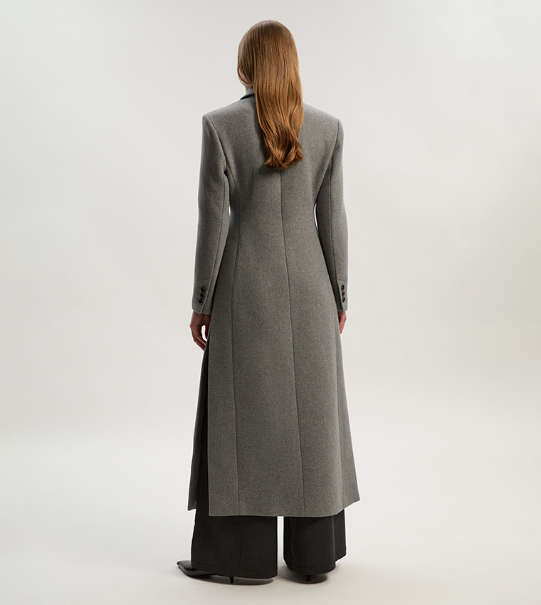 Double Breasted Tailored Wool Maxi Coat