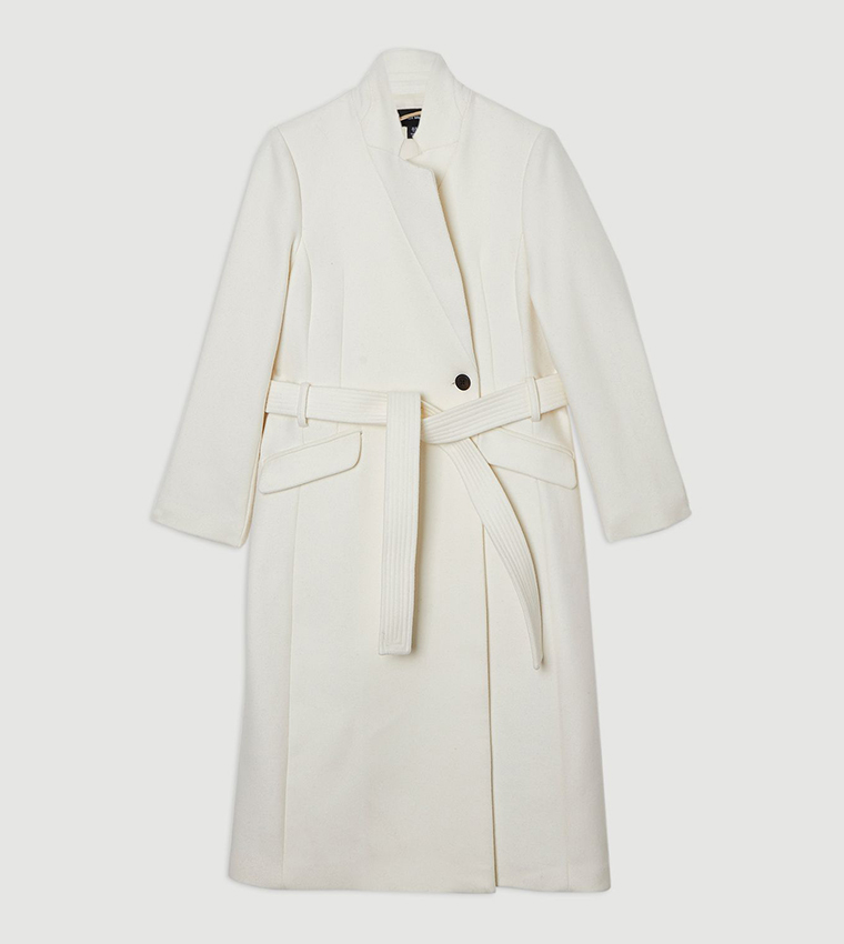Wool Notch Neck Tailored Midi Coat