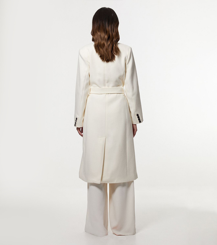 Wool Notch Neck Tailored Midi Coat