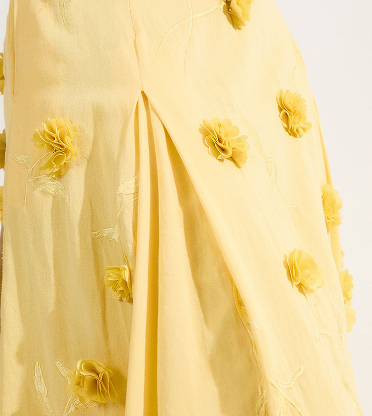 Petite Cotton Appliqued Strappy Woven Maxi Dress