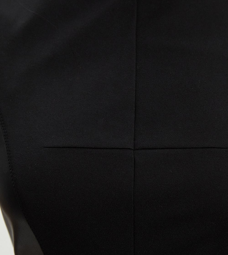 Solid Short Sleeves Tailored Pencil Midi Dress