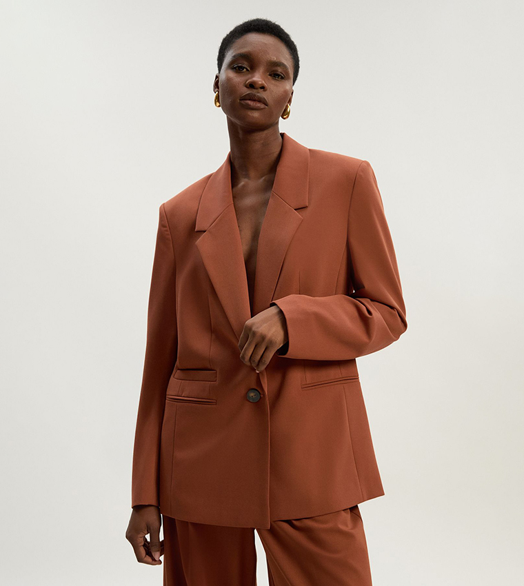 Tailored Twill Single Breasted Oversized Blazer