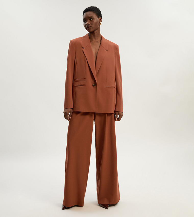 Tailored Twill Single Breasted Oversized Blazer