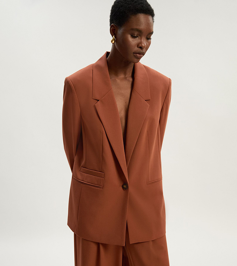 Tailored Twill Single Breasted Oversized Blazer