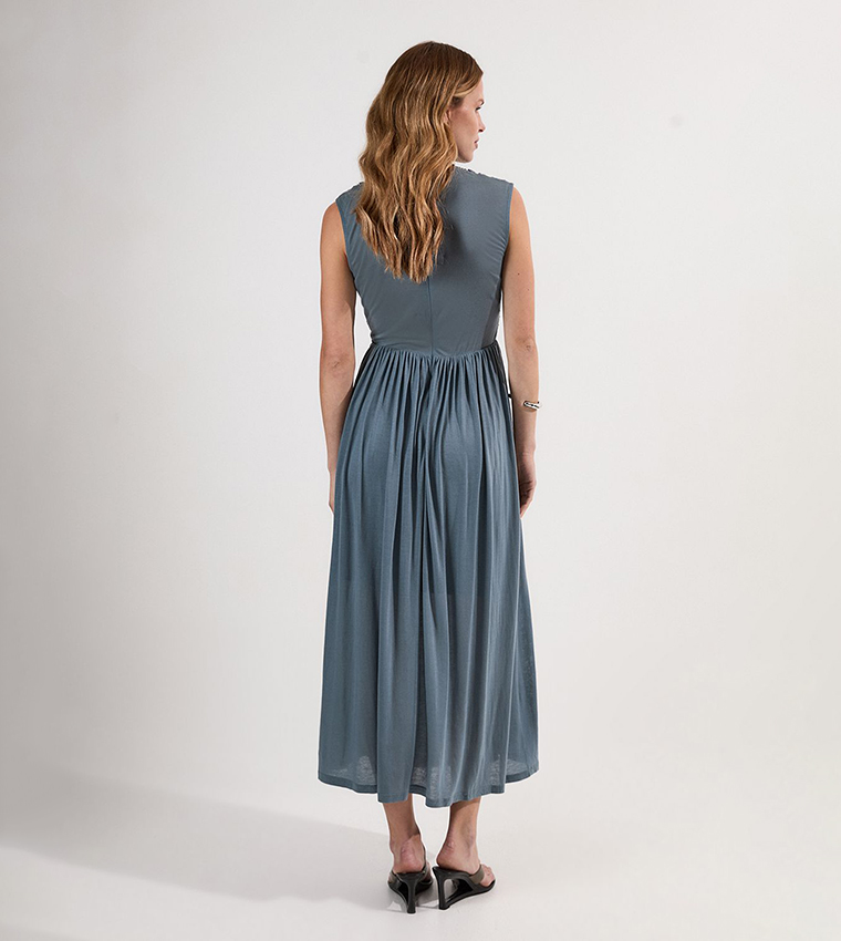 Buy Karen Millen Premium Tencel Jersey Wrap Detail Midi Dress In Blue |  6thstreet Saudi Arabia