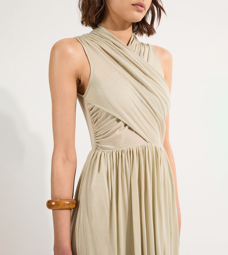 Premium Tencel Jersey Wrap Detail Midi Dress